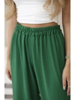 Kalhoty se širokými nohavicemi tmavě zelená Kalhoty se širokými nohavicemi tmavě zelená