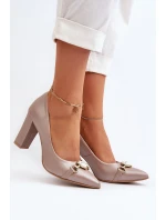 Lodičky s perlami a podpatkem ze kůže Zazoo 2453/OS