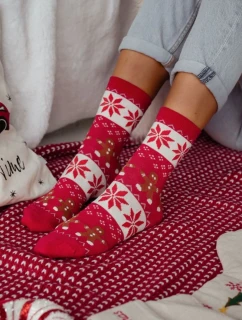 Dámské vánoční ponožky s perníčky – červené