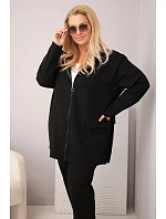 Dámská bavlněná souprava Plus Size s mikinou a kalhotami černá Dámská bavlněná souprava Plus Size s mikinou a kalhotami černá