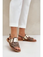 Zazoo 40385 Dámské Kožené Sandály S Leopardím Vzorem Hnědé