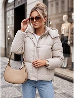 Dámská kožená přechodná bunda COLLAR beige FashionStreet TY3763 Dámská kožená přechodná bunda COLLAR beige FashionStreet TY3763