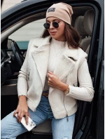 Dámská semišová vesta s ovčí kůží WOOLZIP bílá FashionStreet TY4743