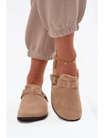 Dámské nazouváky s teplou podšívkou s přezkou Béžové Sylisse Dámské nazouváky s teplou podšívkou s přezkou Béžové Sylisse
