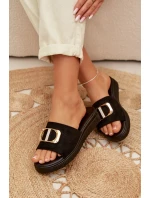 Dámské pantofle se zlatým detailem Černé Elmera