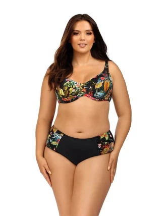Dámské dvoudílné plavky Caitriona 3133/3 černé s květy - Lorin