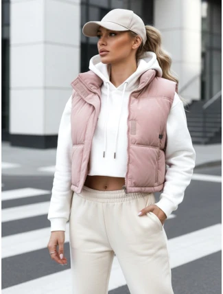 Dámská prošívaná růžová vesta FashionStreet TY5199 Dámská prošívaná růžová vesta FashionStreet TY5199