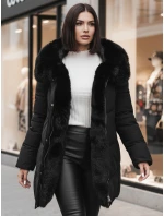 Dámská zimní bunda MORISIO dlouhá prošívaná s kapucí černá FashionStreet TY4702z