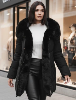 Dámská zimní bunda MORISIO dlouhá prošívaná s kapucí černá FashionStreet TY4702z