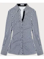 Tmavě modro - bílá pruhovaná košilová halenka (AWY2013) Tmavě modro - bílá pruhovaná košilová halenka (AWY2013)