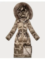 Tmavě béžová dámská zimní bunda se stahováním v pase S'West (B8522-12)