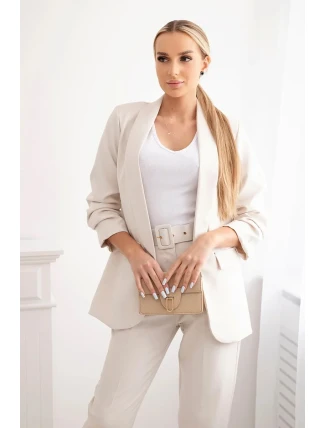 Elegantní souprava saka a kalhot světle béžové barvy