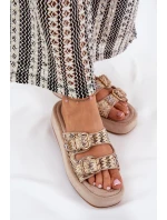 Dámské Sandały Na Platformě S Přezkami A Pleteninou Khaki Limme