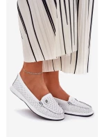 Dámské Kožené Mokasíny S.Barski LR51-673 Bílé Dámské Kožené Mokasíny S.Barski LR51-673 Bílé