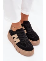 Dámské semišové sneakersy na platformě Vinceza 79561 černé