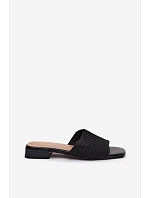 Materiálové dámské pantofle na plochém podpatku Černé Belissea