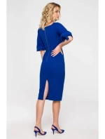 K152 Zavinovací šaty s pouzdrovými rukávy - královská modř K152 Zavinovací šaty s pouzdrovými rukávy - královská modř