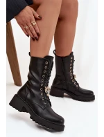 Botky workery dámské s ozdobou – černé Jorayne