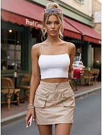 Dámská mini sukně QUILLA béžová FashionStreet CY0439 Dámská mini sukně QUILLA béžová FashionStreet CY0439