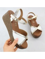 Dámské sandály na platformě bílé a zlaté S.Barski PL51-324