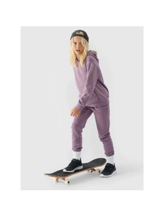 Dívčí nepruhovaná mikina s kapucí 4F Junior 4FJWMM00TSWSF1316-51S