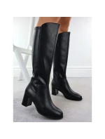 Dámské černé kožené kozačky na podpatku Sergio Leone KZ25224-S