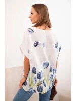 Dámská bavlněná košile s květinovým vzorem bílý