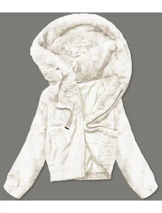 Krátká dámská kožešinová bunda v ecru barvě (B8050-26) Krátká dámská kožešinová bunda v ecru barvě (B8050-26)