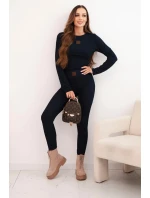 Dámská souprava z bavlny s dlouhým rukávem a legínami granátová