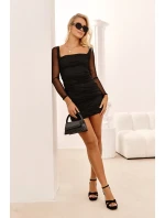 semišové sandály na čtvercovém podpatku Černé Powerful