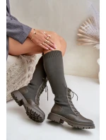 Návratové kozačky se svrškem z punčochy Ciemnozielone Iranel