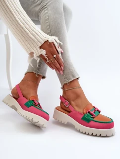 Dámské sandály na plochém podpatku s ozdobou oranžová D&A