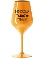 DĚDEČKOVA TEKUTÁ TERAPIE - oranžová nerozbitná sklenice na víno 470 ml DĚDEČKOVA TEKUTÁ TERAPIE - oranžová nerozbitná sklenice na víno 470 ml