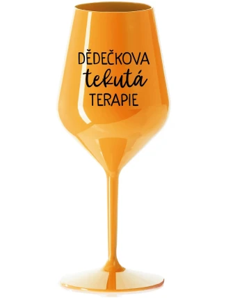 DĚDEČKOVA TEKUTÁ TERAPIE - oranžová nerozbitná sklenice na víno 470 ml DĚDEČKOVA TEKUTÁ TERAPIE - oranžová nerozbitná sklenice na víno 470 ml