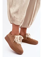 Semišové tenisky s kožíškovým šněrováním Kobbo 79655 Camel Semišové tenisky s kožíškovým šněrováním Kobbo 79655 Camel