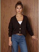 Dámský volný kardigan na knoflíky v čokoládové barvě FashionStreet MY2573 Dámský volný kardigan na knoflíky v čokoládové barvě FashionStreet MY2573