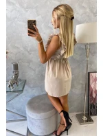 Šaty s volánky na bocích béžové Šaty s volánky na bocích béžové