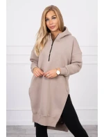 Zateplená mikina s bočními rozparky béžová Zateplená mikina s bočními rozparky béžová