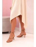 Women's dress with straps flared with an asymmetrical hem béžový