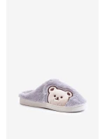 Dámské chlupaté pantofle s medvědem šedé Fiorinella