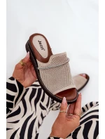 Dámské Klapky Na Klínu S Ozdobným Pásem Béžové Teriwes