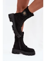 Dámské zateplené kotníkové boty – workery s ozdobou Melisse – černé