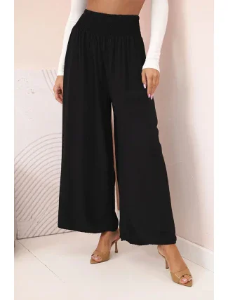 Dámské viskózové kalhoty s elastickým pasem černý