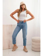 Dámská bavlněná pruhovaná bez rukávů šedá