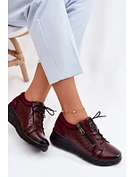 Kožené dámské polobotky na platformě Vinceza 39977 bordó