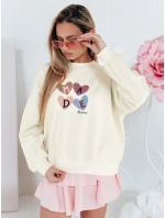 Dámská nadměrná mikina se srdíčky MADELIN béžová FashionStreet BY1461
