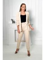 Elegantní souprava saka a kalhot tmavě béžové barvy