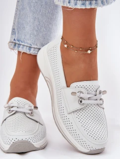 Kožené Polobotky Z Přírodní Kůže Na Platformě Artiker 56C2101 Bílé