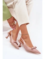 Lakované Sandály Na Jehlovém Podpatku S Mašlí Nude Naylna Lakované Sandály Na Jehlovém Podpatku S Mašlí Nude Naylna