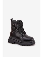 Dívčí členkové boty s teplou podšívkou s ozdobou LOVE Černé Rosaira Dívčí členkové boty s teplou podšívkou s ozdobou LOVE Černé Rosaira
